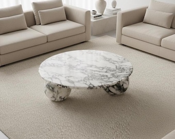 Calacatta Viola marmor soffbord: Lyxigt handgjort italienskt mittpunktsdekor