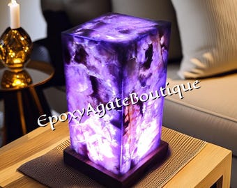 Amethyst Agate Night Light: Handcrafted Healing Crystal Lamp
