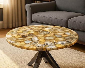 Handmade Black Agate Coffee Table – Luxury Natural Gemstone Centerpiece