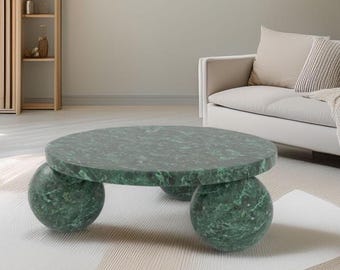 Mesa de centro de mármol indio verde: un toque moderno para la sala de estar - 91 cm