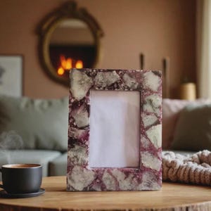 Handmade Agate Crystal Photo Frame: Luxury Gemstone Picture Frame