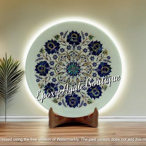 Floral Marble Wall Plate: Lapis Lazuli Pietra Dura Inlay