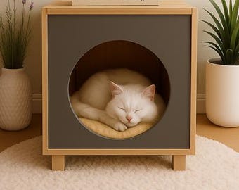 Modern Wooden Cat House Plan: DIY Pet Shelter Blueprint (Digital Download, CNC Ready)