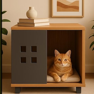 Modern Cat and Dog House,Premium Wooden Pet House |CNC Ready Plans, Cut List-Assembly Guide,DIY Woodworking Blueprint for Indoor Pet Shelter