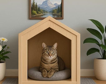 Modern Wooden Cat House Plan: CNC Cut Files (Digital Download, PDF & DWG