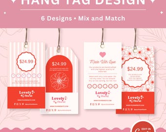 Floral Price Tag Template: Editable Clothing Hang Tags