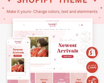 Floral Shopify Theme: Customizable Website Template with Canva Banners