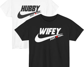 Hubby and Wifey Matching T-Shirts, Couple Love Design