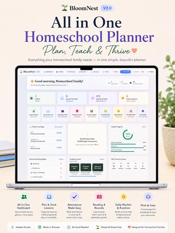 Homeschool HTML Digital Planner | Web App | homeschool tracker