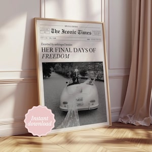 Bachelorette Party Newspaper Print: Vintage Convertible Photo (Instant Download)