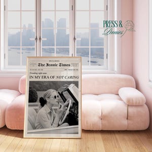 Vintage Newspaper Wall Art Print, “In My Era of Not Caring” | Retro Black & White Fashion Photography | Instant Digital Download Poster