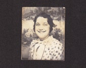 Polka Dot Blouse- Flapper Fashion- Woman in Photo Booth- 1920s Vintage Photograph