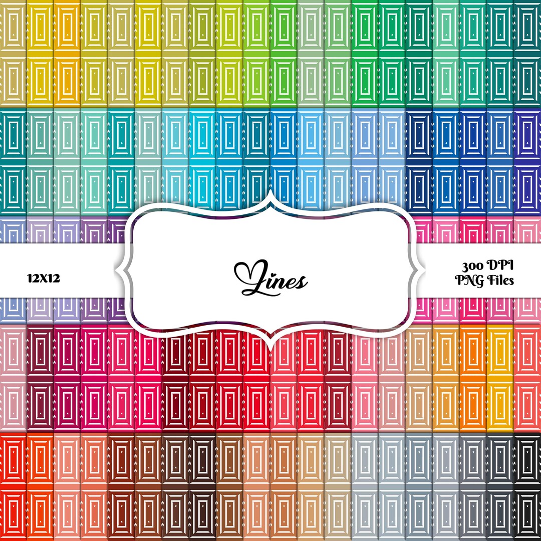 Geometric Line Patterns Color 100 Geometric Lines Pattern Digital Paper Pack: 100 Colors (12x12, PNG ...
