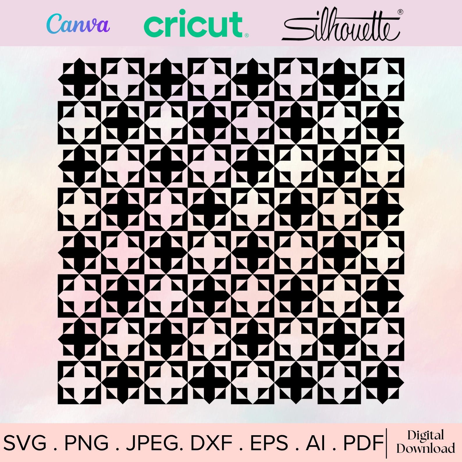 Seamless Geometric Pattern Svg, Cut File Cricut, Silhouette, Png Jpeg ...