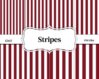 Maroon Streifen Muster Digital Papier Bündel: 40 Papiere (12x12, PNG, 300 dpi)
