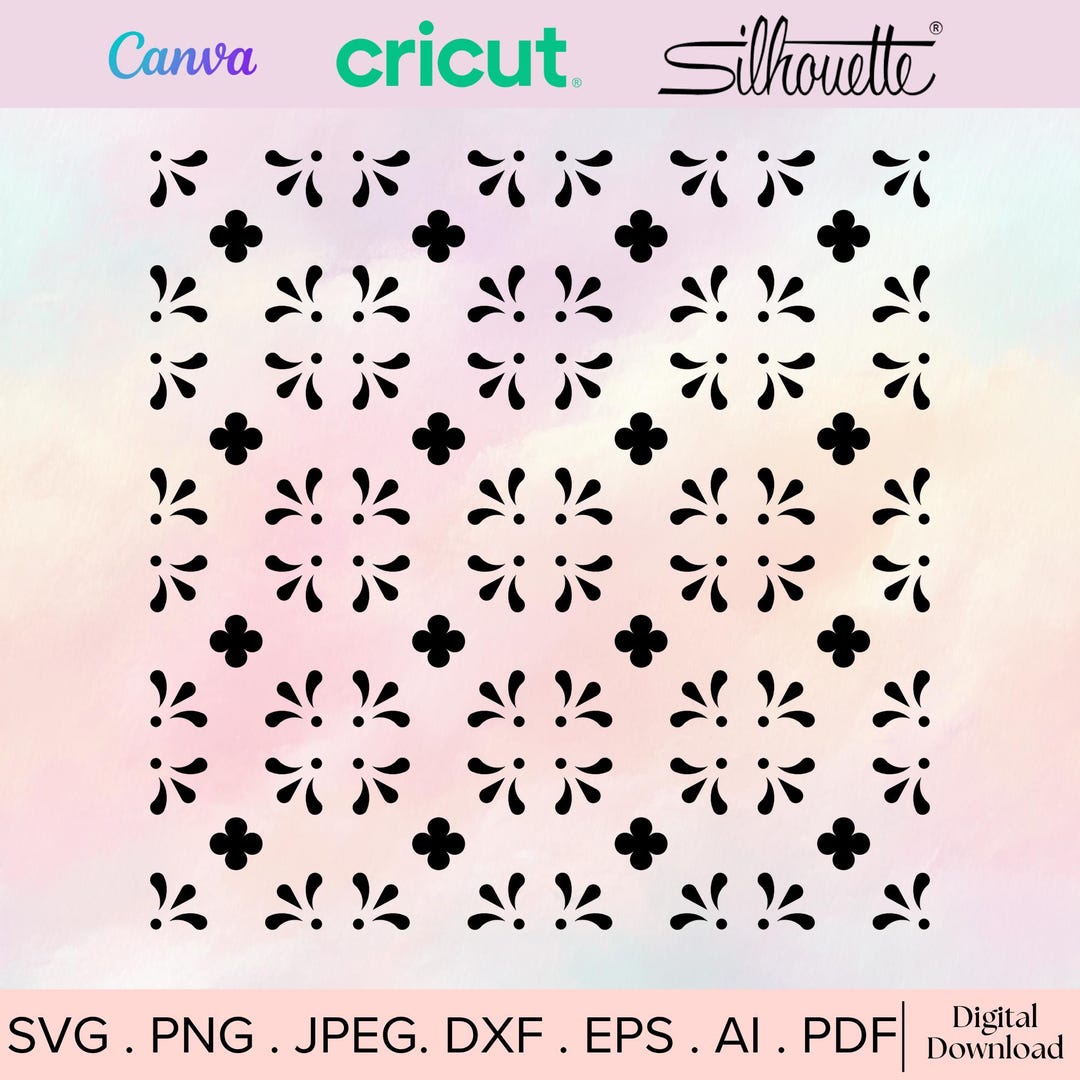 Seamless Floral Pattern Svg, Cut File Cricut, Silhouette, Png Jpeg Ai ...