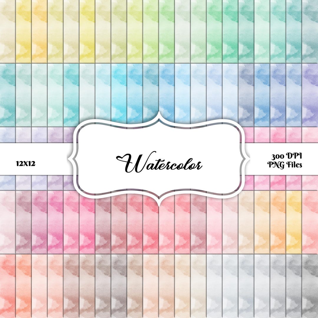 100 Seamless Watercolor Texture Digital Paper Pack: 100 Colors (PNG ...