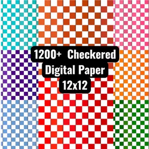 1200+ Checkered Digital Paper, Seamless Pattern Mega Bundle Of Checkerboard Printable Background, Checker Grid Scrapbook Papers, 12x12