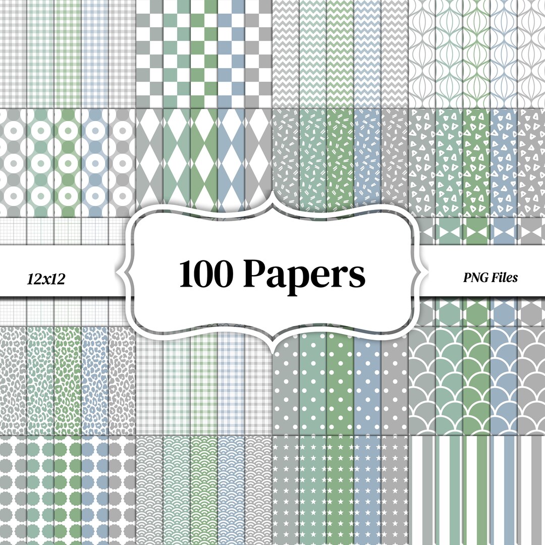 Seamless Pattern Bundle of 100 – Gingham Polka Checkered Stripes ...
