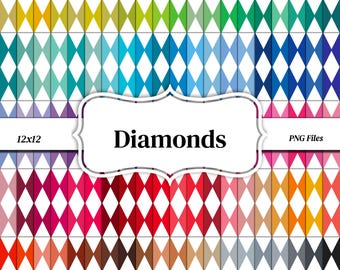 Rauten Rauten Muster Digitales Papierbündel: 100 Farben (12x12, PNG, 300 dpi)