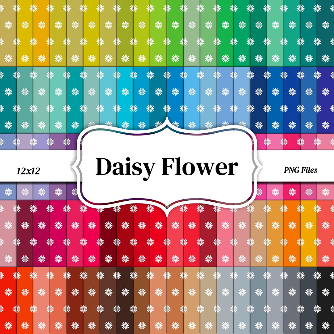 100 Seamless Daisy Flower Pattern Digital Paper Pack: 100 Colors (12x12 ...