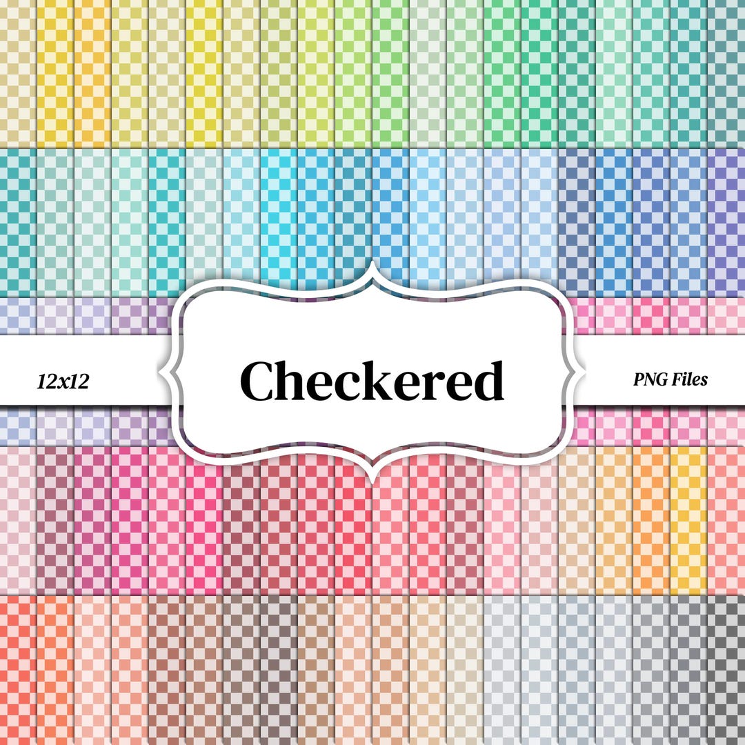 Checkered Pattern Digital Paper Bundle: 100 Colors (12x12, PNG, 300 Dpi ...