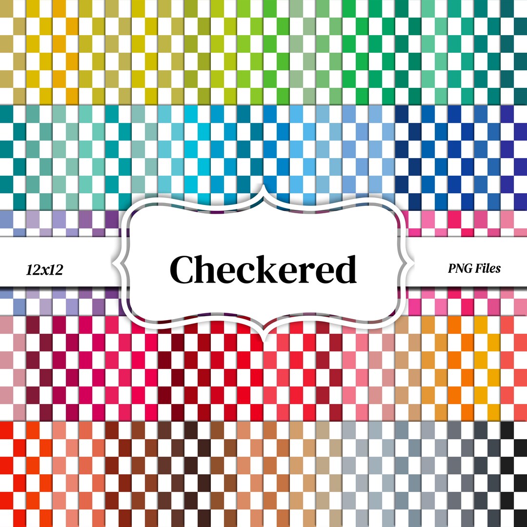 100 Seamless Checkered Pattern Digital Paper Pack: 100 Colors (12x12 ...