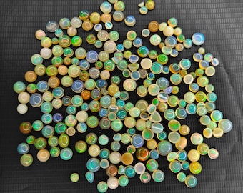 Ethiopian Opal Cabochon Lot: Multi-Fire Gemstones