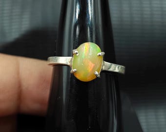 Ethiopian Opal Sterling Silver Ring - Size 7.5