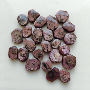 Lote de rodajas de rubí con brillo natural – 184 quilates, 25 piezas, gemas de rubí en rodajas, rubí natural suelto, piedras para la fabricación de joyas, gemas al por mayor