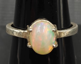 Ethiopian Opal Sterling Silver Ring - Size 8.5