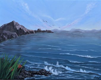 A Place to Breathe – 11x14 Acrylic Painting, Original Coastal Wall Art, Ocean Landscape Decor