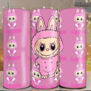 PACK OF 2 Trend Cartoon Labubu Character 20oz Skinny Tumbler Wrap, Labubu Tumbler Wrap, Trending Labubu Tumbler, Sublimation Design,