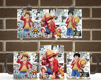 Anime Pirate King 11oz 15oz Mug Wrap PNG | Ship Adventure Coffee Mug Seamless Sublimation Design | Digital Download PNG File