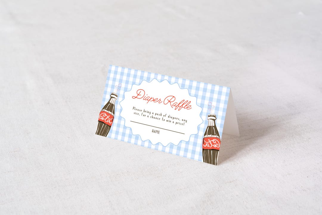 Coca Cola Icon Raffle Coca Cola Diaper Raffle Card, Soda Pop Baby Shower (canva Editable ...