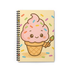 Cute Ice Cream Spiral Notebook - Sweet Journal for Kids, School Supplies, Gift for Students, Art Sketchbook, Fun Writing Diary