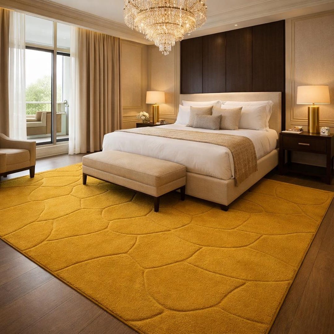 Mustard Yellow Tufted Area Rug – Modern Geometric Square Pattern - Etsy