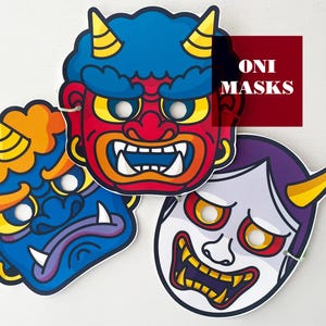 Oni Masks Printable – Japanese Setsubun Craft PDF (Aka Oni, Ao Oni, Hannya)