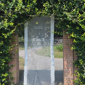 Romantic Lace Wedding Welcome Sign: Sheer Tulle Fabric Banner Backdrop Decor for Elagent Wedding