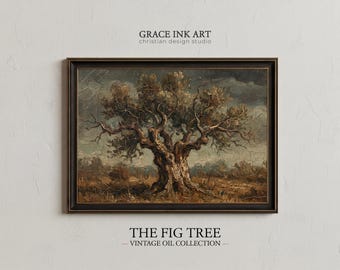 The Fig Tree Digital Christian Wall Art. Parable of Jesus And The Fig Tree. LDS Print. Rustic Still Live. Vintage Painting. Christmas Gift