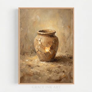 Broken Vessel Filled with Light. Broken Jar.Christian Wall Picture.Meaningful Faith Wall Decor.Digital Download. Instant LDS Gift