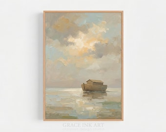 Noah's Ark Digital Print , Bible Art, WALL Art, Bible Poster, Bible Story Art, Illustration, Old Testament The Flood. LDS Gift