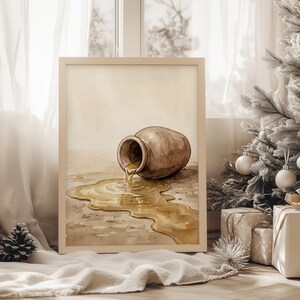 Alabaster Jar Art. Spilled Perfume Print. Mary of Bethany. Christian Worship Decor. Broken Vessel. Merry Christmas art.