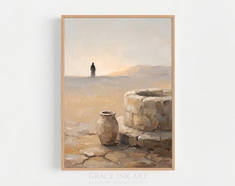 Woman at the Well (John 4:4-26).  Christian Faith Decor Print. Instant Digital Download.  Jesus Wall art, Bible Poster
