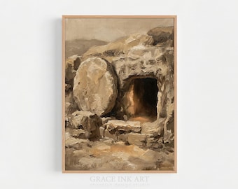 Er ist auferstanden. Leere Tomb.Wall Art, Jesus Print, Jesus Art, Ostern, Auferstehung, LDS Golgatha, Er ist lebendig, Christus, Bibeldruck. DIGITALDRUCK