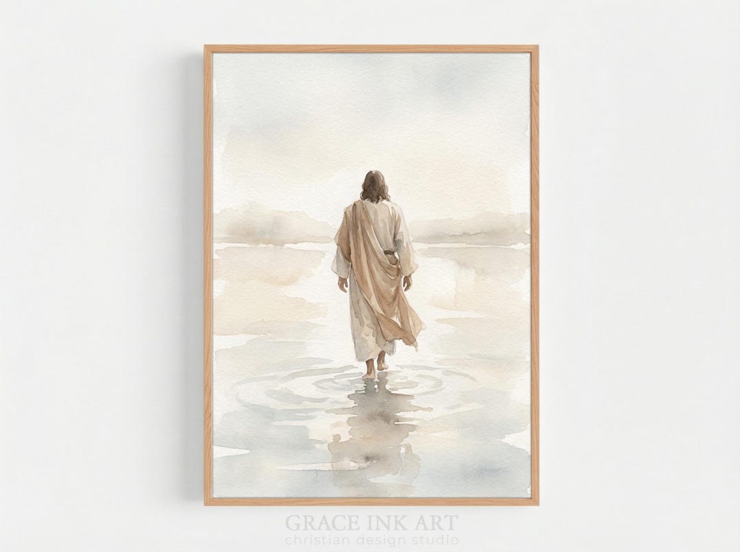 Walk on Water Art Jesus and Peter Bible Art, Modernjesus Print, Bible ...