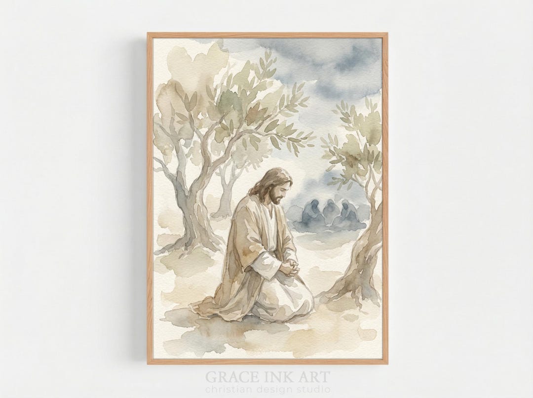 Jesus Praying in Garden of Gethsemane Wall Art, Spiritual Religious ...