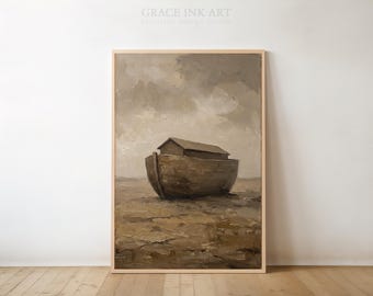 Noah's Ark Vintage Art Print. Christian Nursery Wall Digital Print. Faith Based Home Old Testament Decor. Biblical Genesis Poster.LDS Gift
