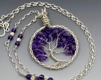 Amethyst Tree of Life Pendant Necklace, Tree of Life wire wrap pendant, Amethyst Tree of Life, Amethyst Wire Wrap Tree of Life