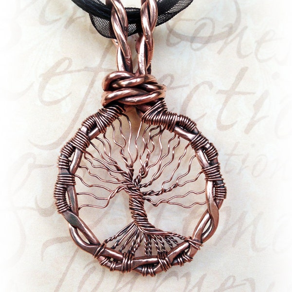 Copper Tree of Life Wire Wrapped Necklace, oxidized copper Tree of Life pendant necklace